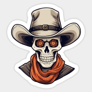 Halloween Cowboy Skeleton With Western Hat Wild West Sticker